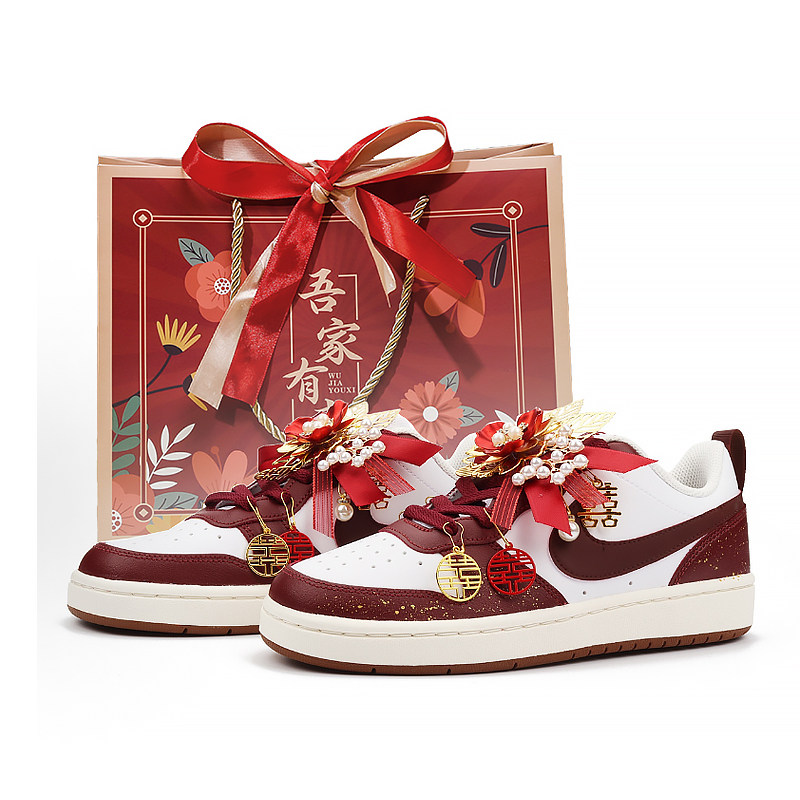 球鞋定制Nike Court Borough天长地久 秀禾婚鞋吉祥喜庆 低帮板鞋,运动鞋new,板鞋,淘宝优惠券,粉丝福利购,淘宝优惠卷