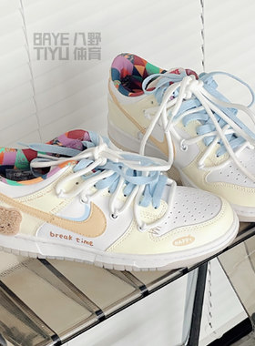 球鞋定制 Nike Dunk Low 蛋糕小熊童趣玩偶解构复古低帮女款板鞋