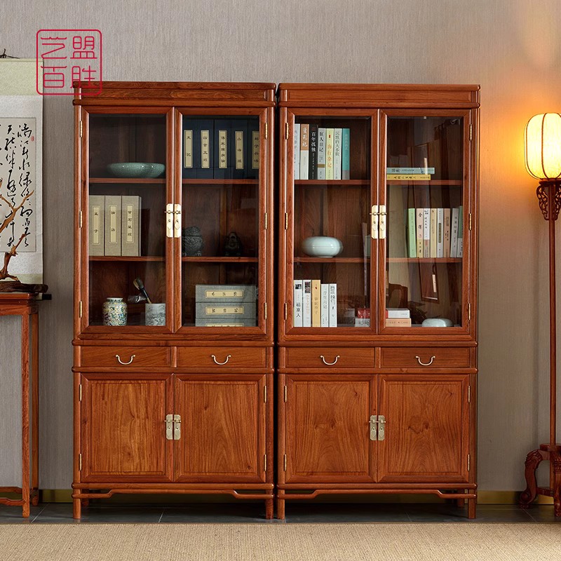 新中式实木书柜展示柜储物柜