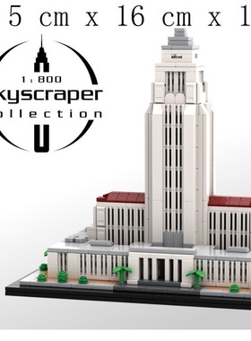 MOC-211470 洛杉矶市政厅1:800比例 电子图纸 拼插积木 984片