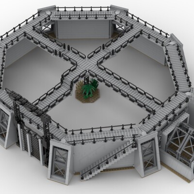 MOC-47540 小颗粒建筑 电子图纸 黑色替换深米黄 2120PCS