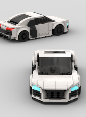 MOC-108126 奥DI R8 8格超级跑车 320片 电子图纸 拼插积木