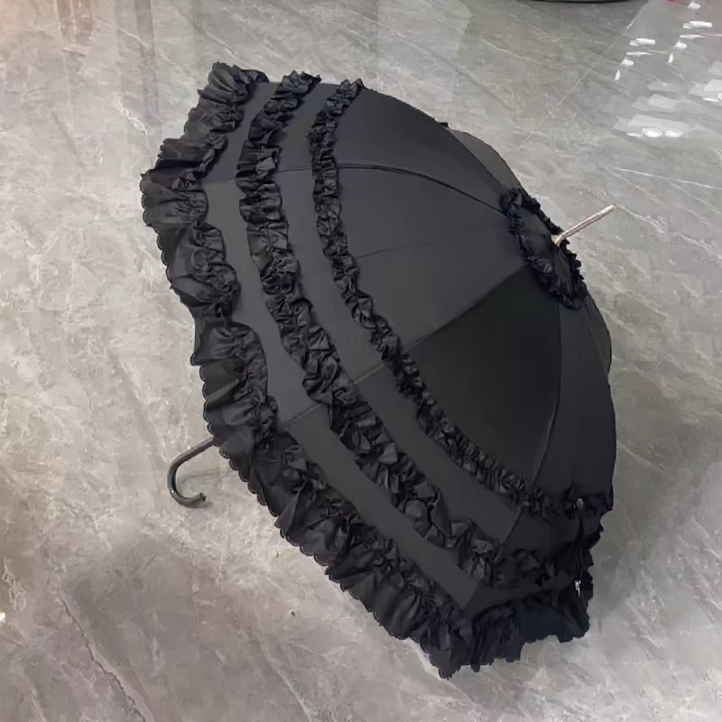 thumbnail for Lolita umbrella flower wedding lace umbrella female rain and shine bridal umbrella long handle cute home sunshade sunscreen waterproof