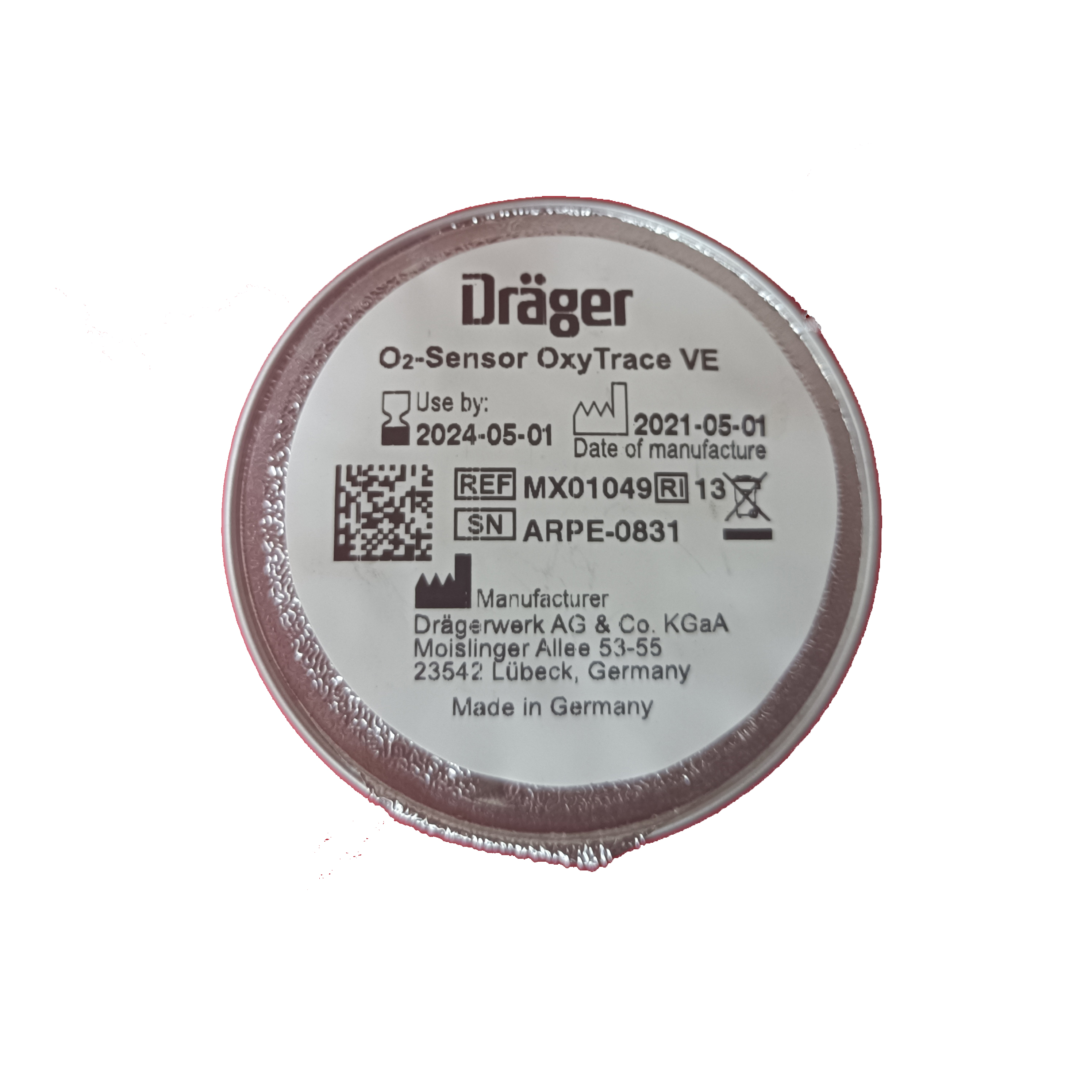 全新原装Drager德尔格SAVINA氧电池呼吸机氧气传感器MX01049