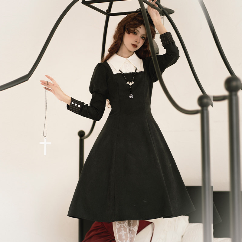 【救赎十字op】withpuji原创设计 哥特修女风长袖连衣裙lolita春
