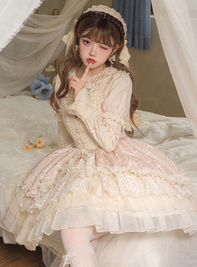 【八音盒jsk】withpuji原创设计优雅cla芭蕾蛋糕裙多层裙摆lolita