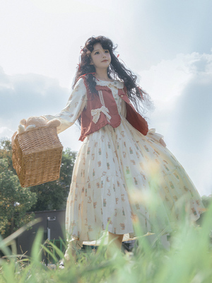 taobao agent [Little Fili OP] Withpuji original design pH three -stage large swing skirt vest spring lolita