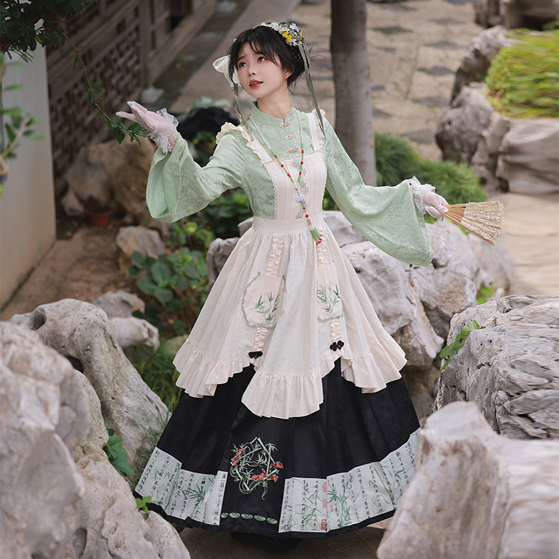 【兰亭·寒鸦op】withpuji原创设计假三件绣印汉洋折衷明制马面裙