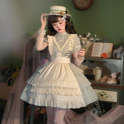 taobao agent [Sleeping Diary OP] Withpuji Original Design Ruo Gao Garden Wind CLA Fake two LO Skirt Spring
