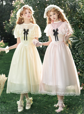 【晨雾庄园 op】withpuji原创设计cla爱德华领短袖连衣裙双子lo