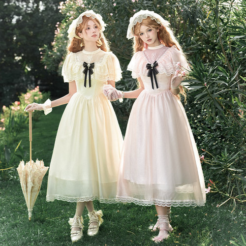 【晨雾庄园 op】withpuji原创设计cla爱德华领短袖连衣裙双子lo