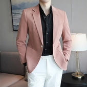 单西修身 23春秋季 西装 修身 纯色休闲外套 男明星歌手一粒扣西服时尚