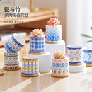 多肉陶瓷花盆复古文艺含托盘桌面阳台肉肉植物控养专用创意小号盆