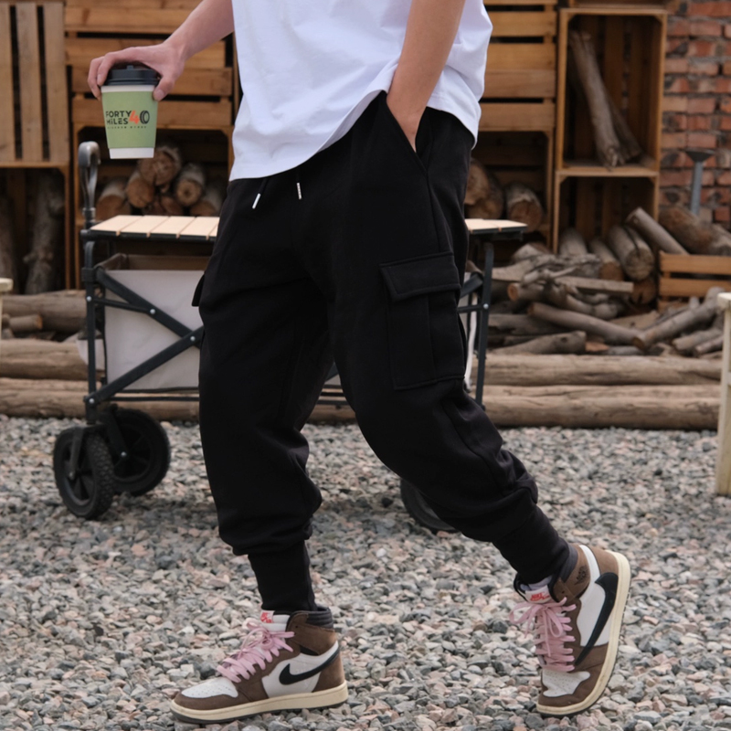 春秋九分萝卜裤男士休闲潮流束脚缩腿黑色工装哈伦运动裤