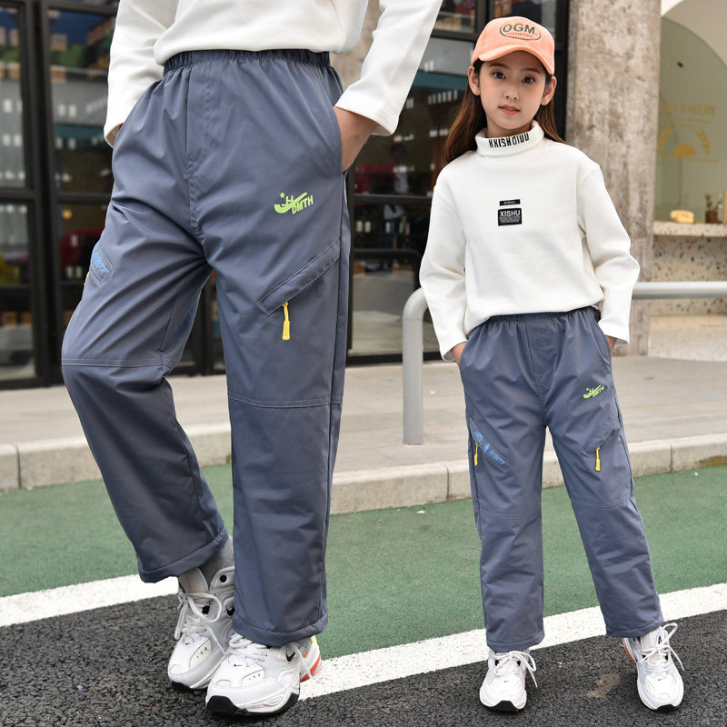童装女童冲锋衣裤子2026秋冬加绒裤休闲防水男孩子长裤户外运动裤