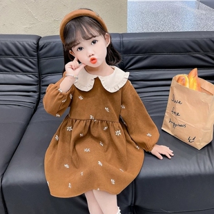 GBUBG 女童2026秋冬季新款碎花连衣裙中小童长袖复古儿童洋气好看