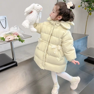 GBUBG 女童2026秋冬季新款蝴蝶结洋气羽绒服韩系中长款儿童外套