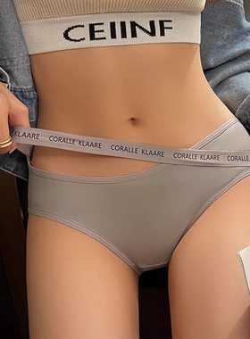 Women Letter Band Brief Cotton Crotch Underpant Underwear
