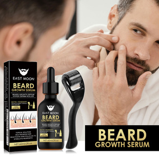 Natural Beard Growth Serum Oil Kit with Derma Roller for Men