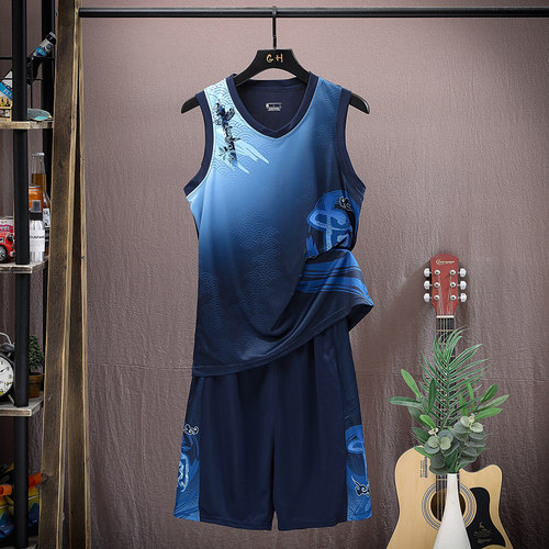 篮球服男款冰感速干无袖运动背心男生篮球比赛训练球衣套装2024款