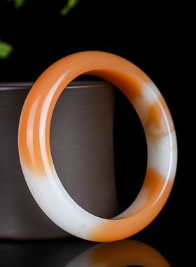 青峰玉业天然新疆和田玉糖白玉手镯且末料女款玉镯少女玉石细条圆