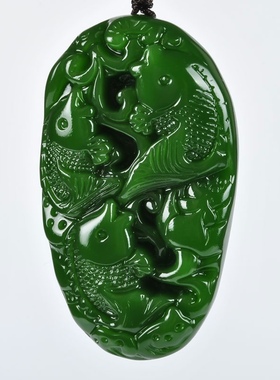 青峰玉业和田玉手把件 碧玉原石把玩件玉鱼把件手抓件 手玩件玉鱼