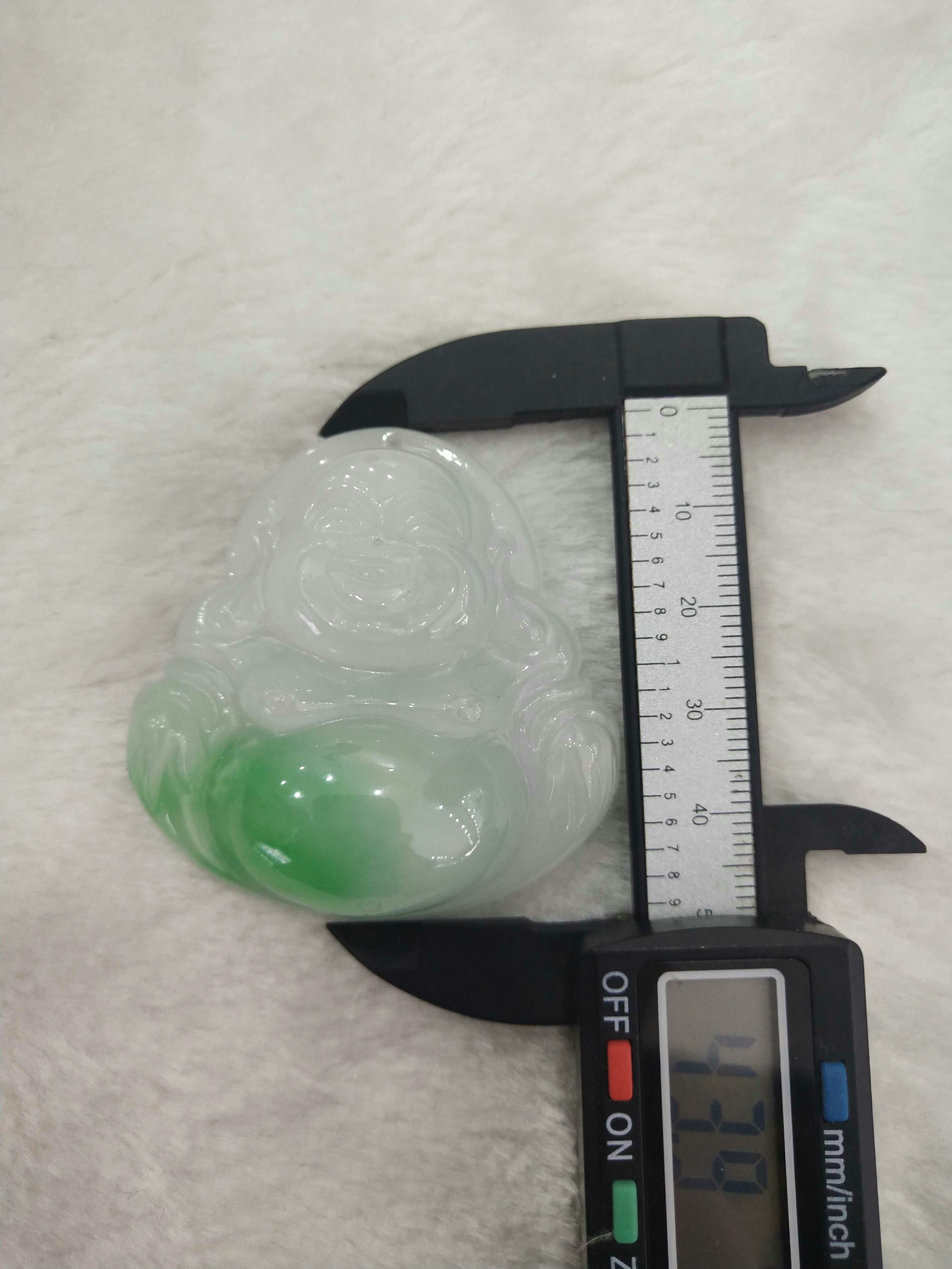 缅甸翡翠玉大肚佛弥勒佛吊坠玉牌挂件项链Aa货女款毛衣链蜀黍