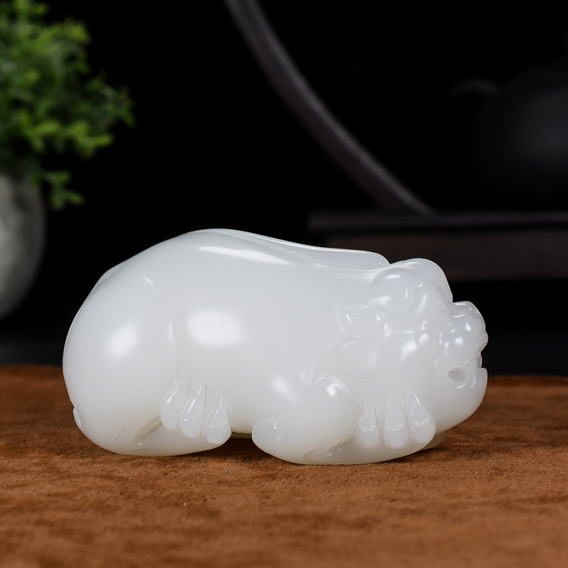 和田玉把件羊脂白天然昆仑白玉貔貅挂件招财转运男女款腰坠手玩件