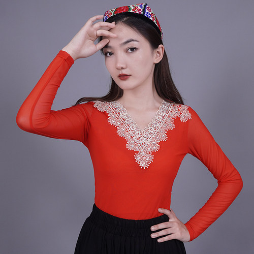 显瘦修身天山美翼网纱2022新疆舞