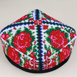 新疆花帽舞蹈帽子维吾尔手工十字绣玫瑰花帽新疆舞演出帽女士四角