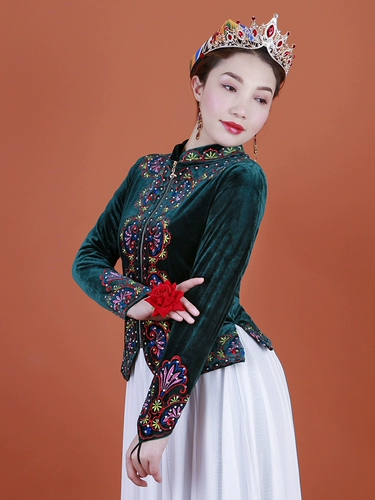 Синьцзян танцевальные исполнения костюмы для женских танцевальных костюмов для взрослых танцевальных пальто Uyghur для танцевальных топов Синьцзян.