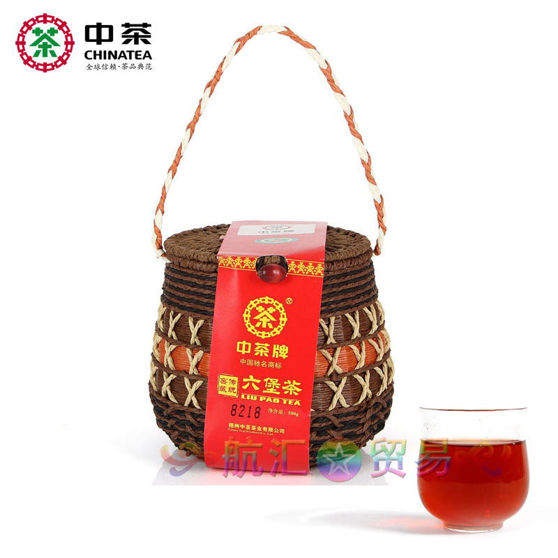 包邮广西梧州特产中茶六堡茶8218箩装中茶六堡茶500g广西黑茶