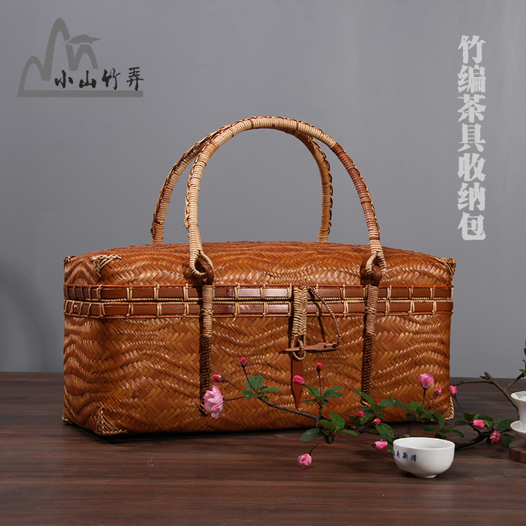 竹编复古手提包旅行便携收纳盒