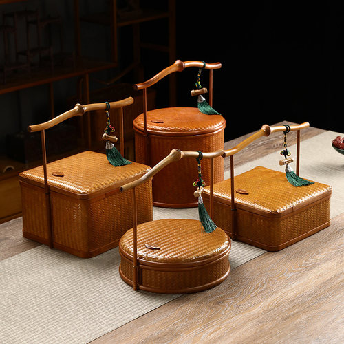 筇竹提盒竹编大漆点心篮礼品包装