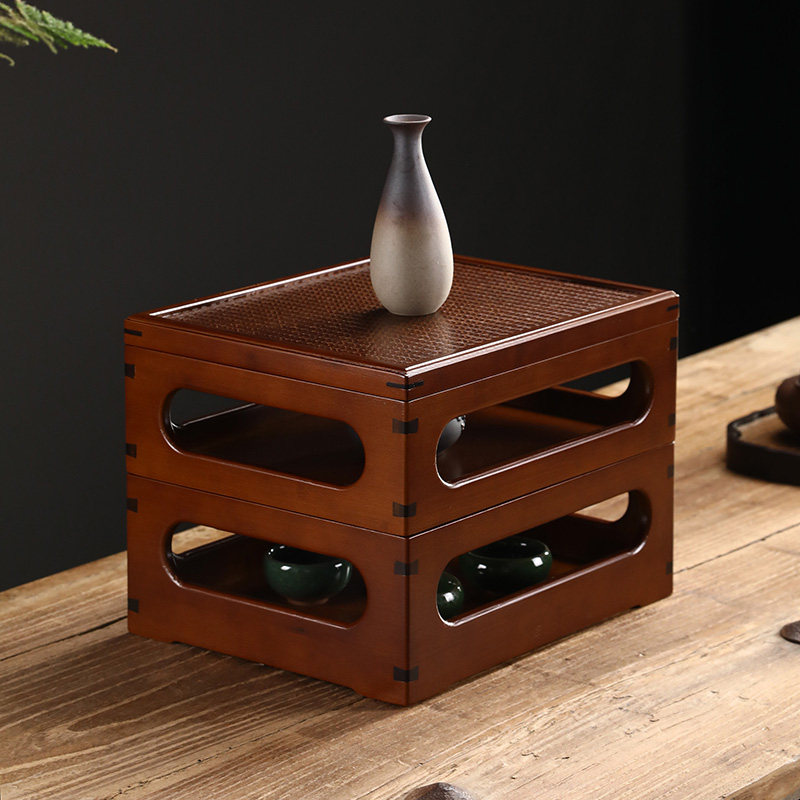 中式竹制茶具收纳盒玲珑收纳箱双层茶柜茶台多功能茶箱茶室置物架,餐饮具,茶道/零配,淘宝优惠券,粉丝福利购,淘宝优惠卷