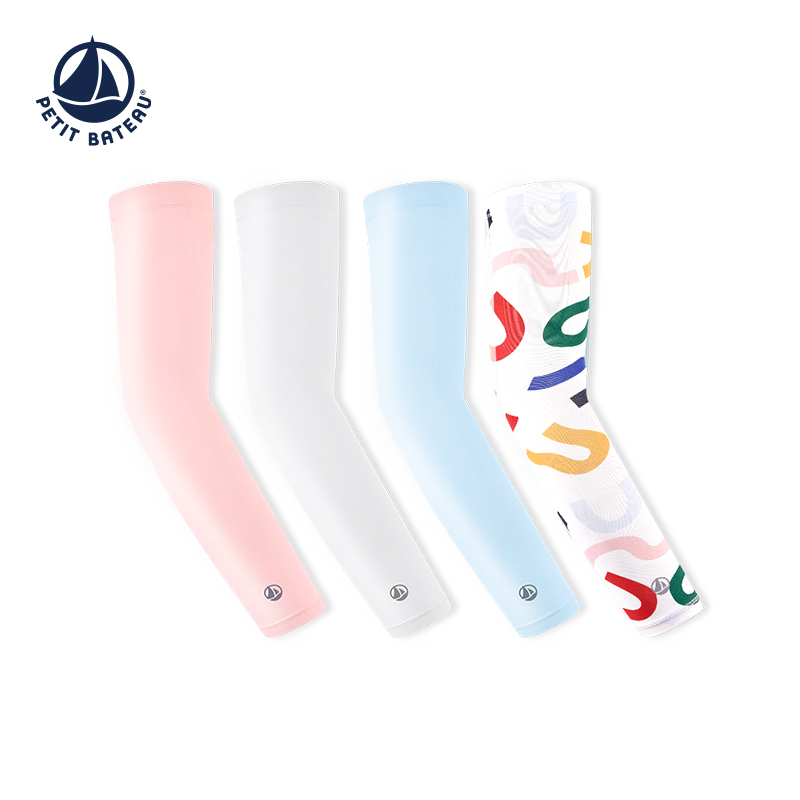 法国Petitbateau小帆船童装儿童夏季防晒冰袖UPF 50+ 白色 A0DHD