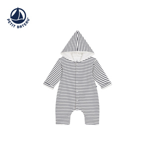 Petitbateau小帆船 秋季新款婴幼儿连帽长袖加厚连体衣A0BMV