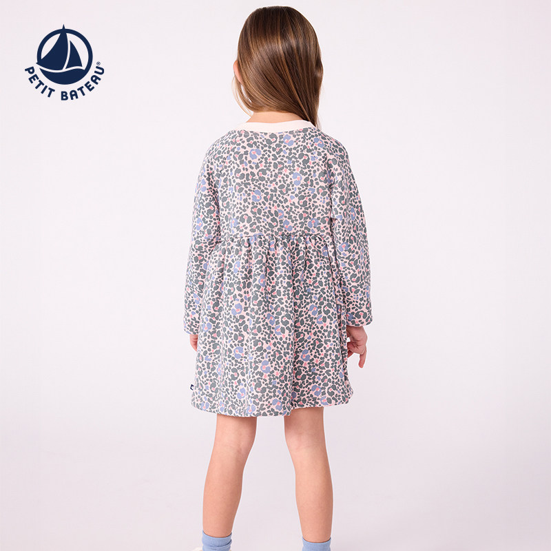 【2025秋冬】Petitbateau小帆船童装女童长袖连衣裙A0E1M