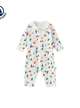 Petitbateau小帆船 秋季新款宝宝连体衣纯棉长袖哈衣爬服A0B9R