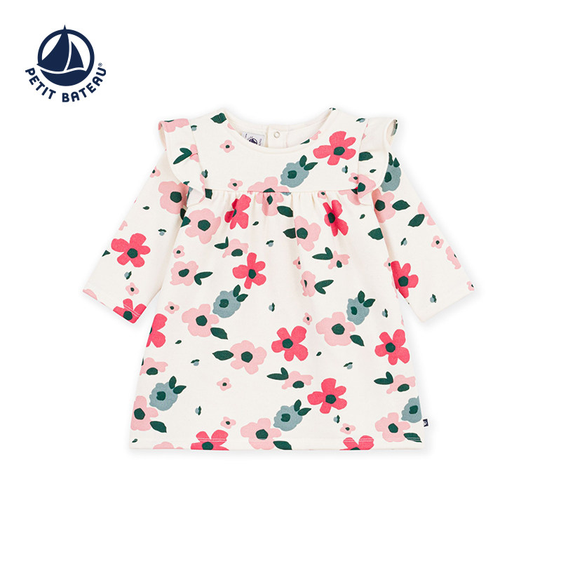 【26秋冬新品】法国小帆船童装Petitbateau女童长袖连衣裙A0GPK