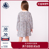 连衣裙A0E1M 女童长袖 2025秋冬 Petitbateau小帆船童装