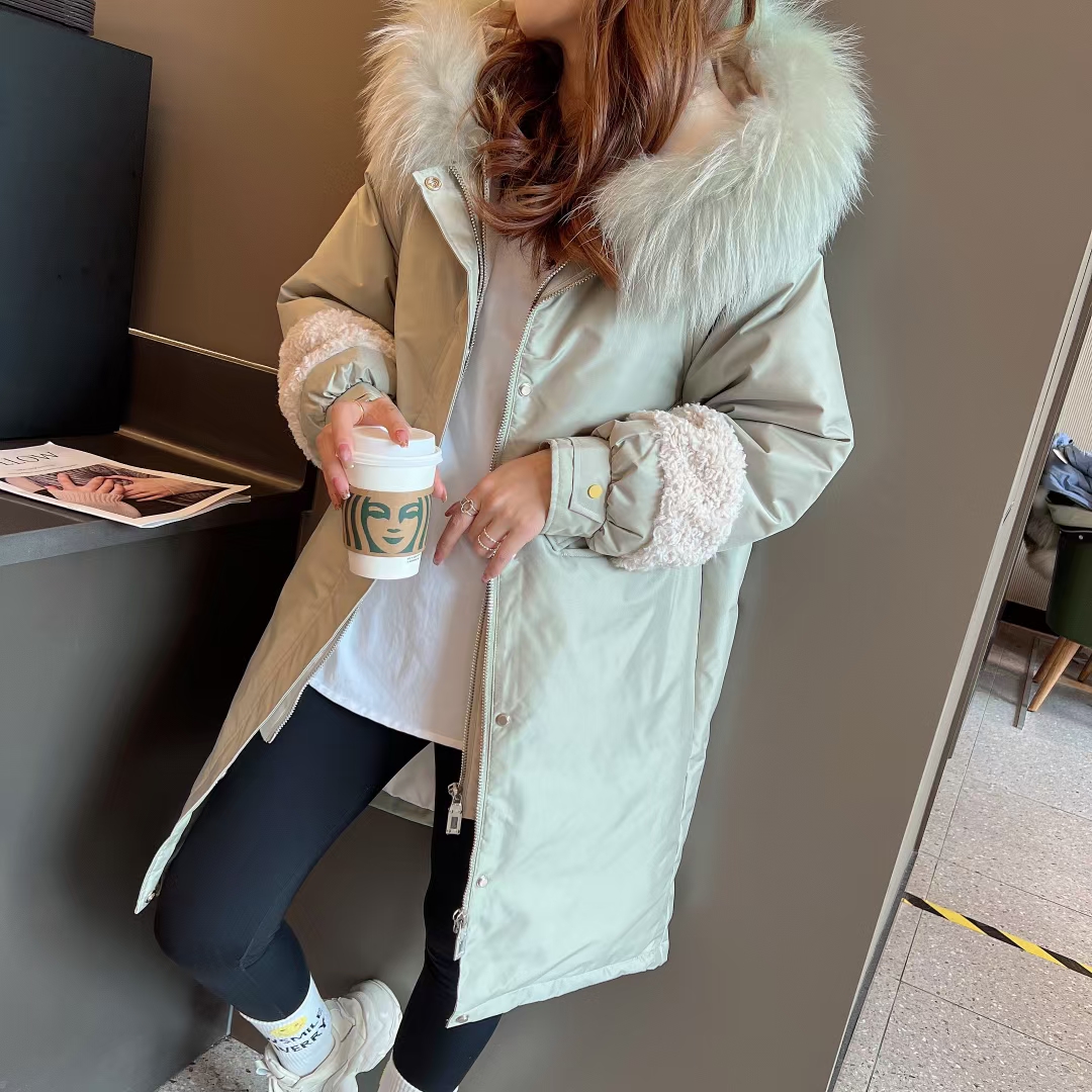 fanyipure韩国秋冬新款羽绒服女短款狐狸毛领派克服外套价格私信