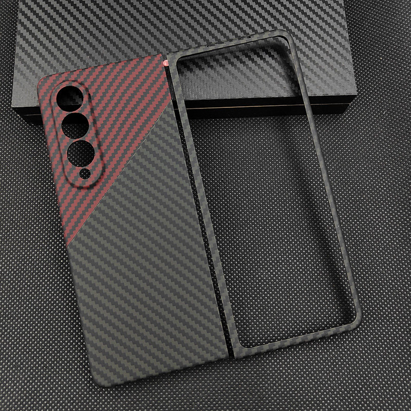 适用三星新款折叠屏Zfold5/4/w23手机壳超薄凯夫拉芳纶碳纤维保护套fold5前后壳w24心系天下
