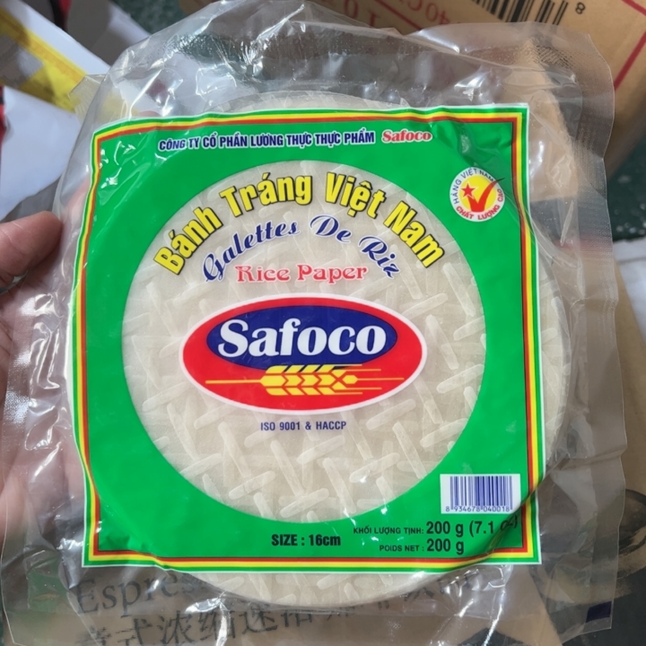 越南Safoco Banh Trang春卷皮水晶透明手卷生食炸春卷皮16cm