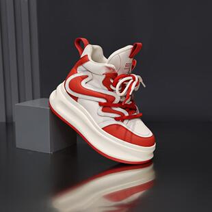 增高6CM2024秋季新款时尚高级感百搭厚底高帮休闲女鞋9553