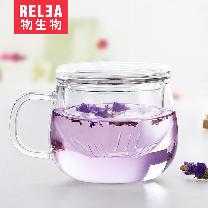 物生物玻璃水杯茶水分离高硼硅泡花茶杯耐热过滤杯办公室家用