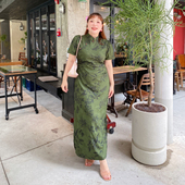 2025春夏大码 胖mm新中式 文艺中国风提花旗袍包臀裙古韵显瘦连衣裙