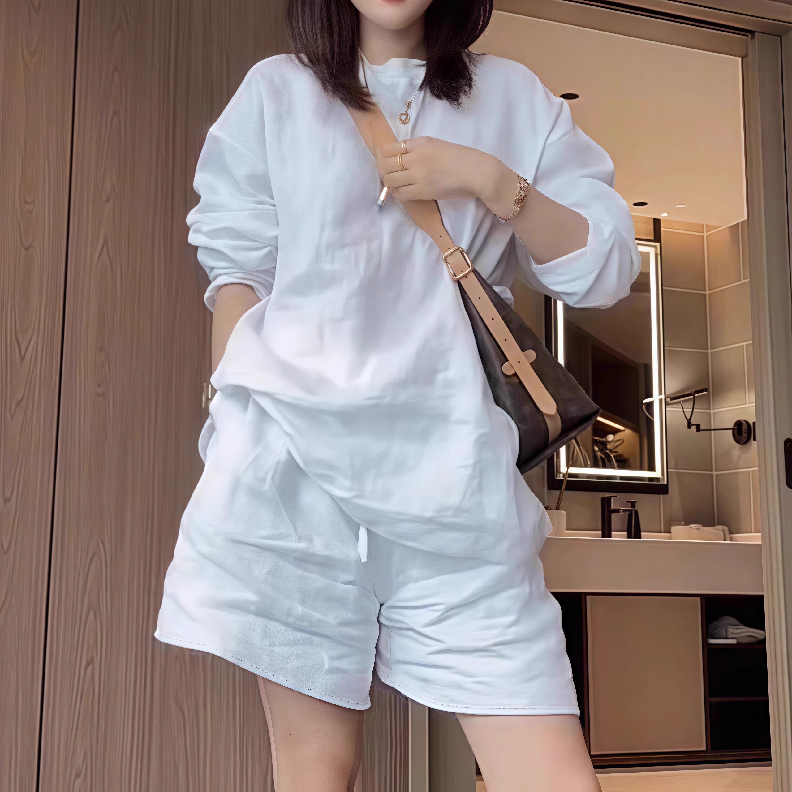 大码女2025年夏季新款显瘦时尚休闲套装胖妹妹宽松短袖短裤两件套
