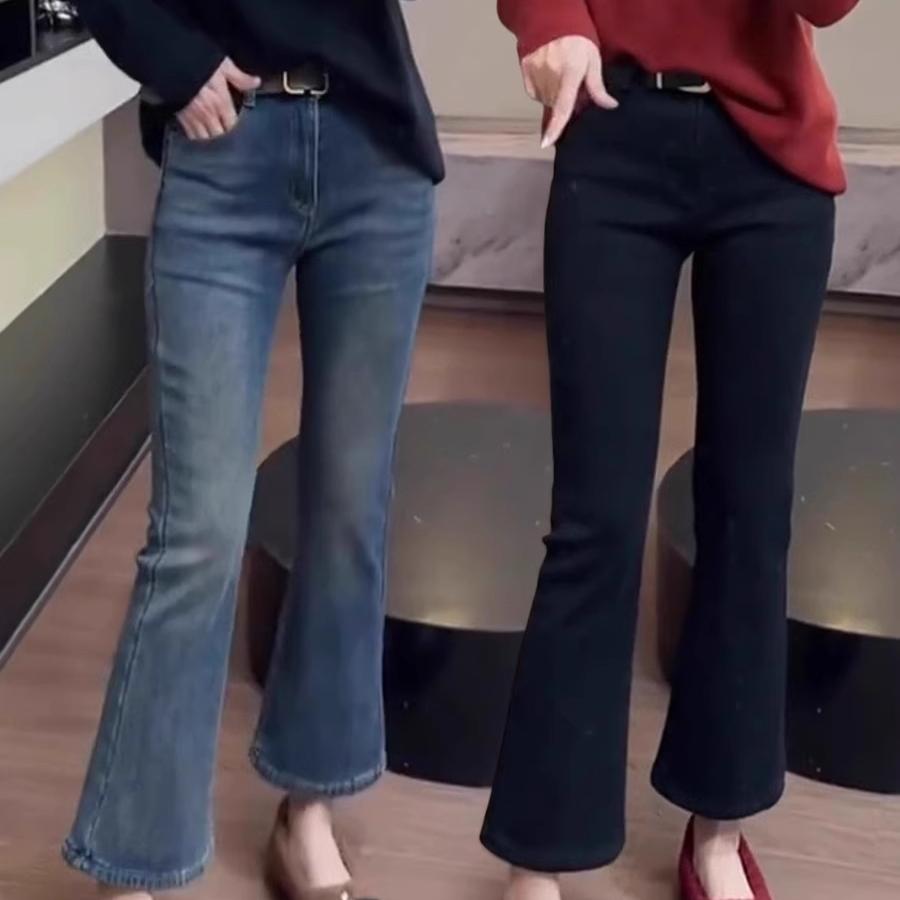 显瘦微喇牛仔裤女复古