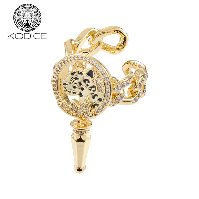 KODICE金色锆石豹子头活口戒指